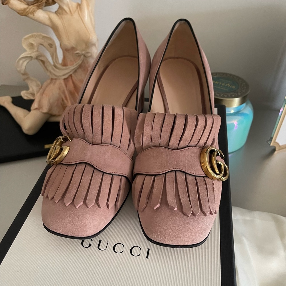 Gucci Crystal Pink Suede Pump - Picture 5 of 13